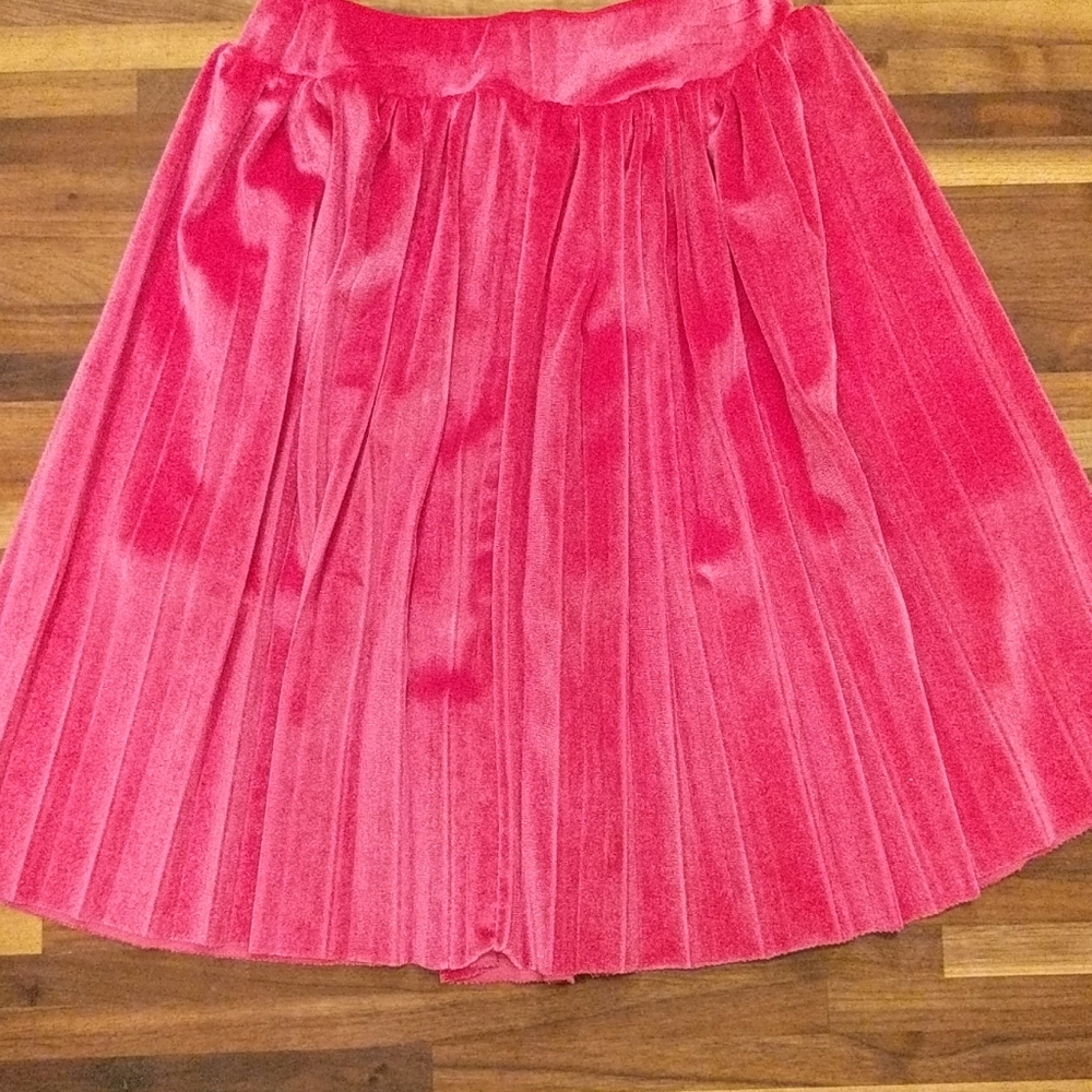 Girls Hot Pink Velvet Skirt